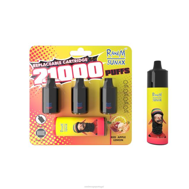 limão, maçã vermelha - RandM tornado Portugal - RandM Sunax Dispositivo vape substituível com cápsula de controle de fluxo de ar 21000 1 unidade D042B272