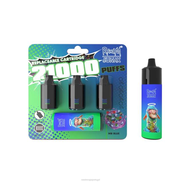 senhor azul - RandM vape flavours - RandM Sunax Dispositivo vape substituível com cápsula de controle de fluxo de ar 21000 1 unidade D042B274