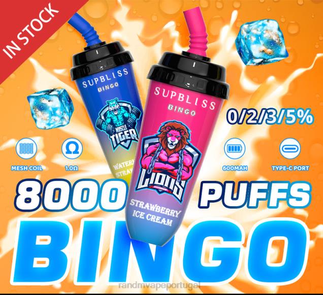 sorvete de morango - RandM vape store - RandM Supbliss Bingo 8000 dispositivo vape pod 1 unidade D042B256