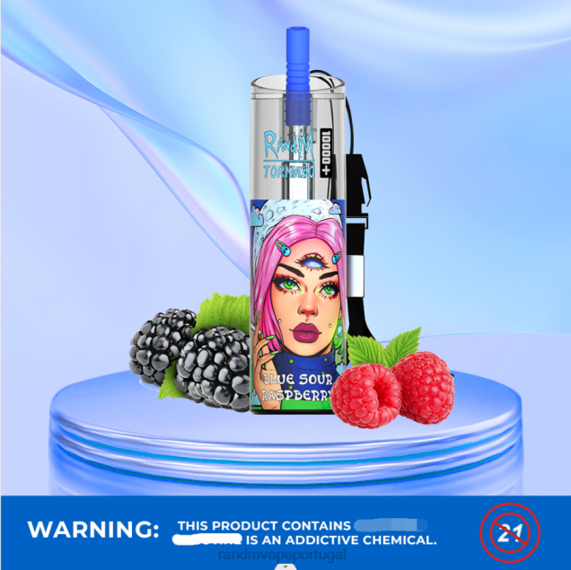 framboesa azeda azul - RandM vape Portugal - RandM Tornado Dispositivo vape de controle de fluxo de ar 10000 plus 1 unidade D042B83