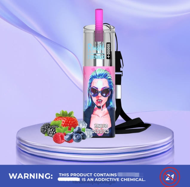 framboesa azeda azul - RandM vape Portugal - RandM Tornado Dispositivo vape de controle de fluxo de ar 10000 plus 1 unidade D042B83