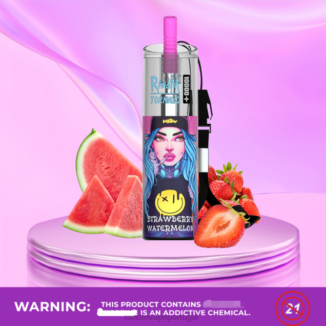 melancia morango - RandM vape sale - RandM Tornado Dispositivo vape de controle de fluxo de ar 10000 plus 1 unidade D042B79