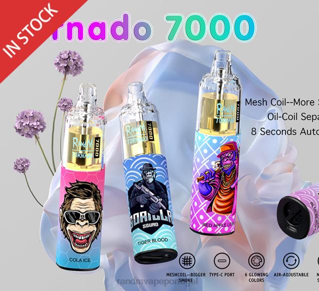 gelo de morango - RandM vape Portugal - RandM Tornado Dispositivo vape de controle de fluxo de ar 7000 1 unidade D042B183